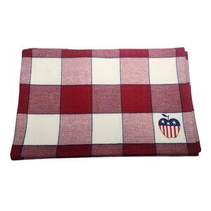 Rich Home Checkered Patriotic Placemats 4 Embroidered Flag Apple Americana
